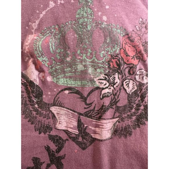 Y2K Local Heiress Graphic Tee Shirt Purple Crown Lion Crest Heart Tshirt size XS - Picture 6 of 6